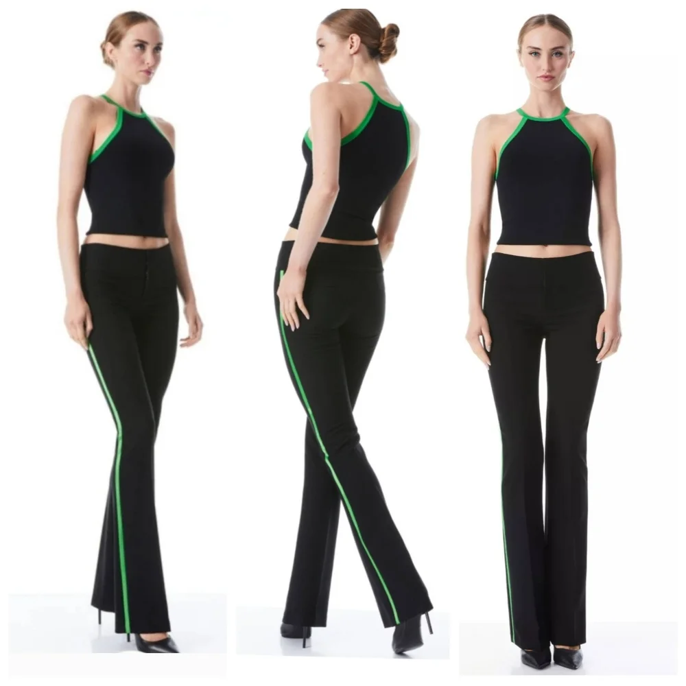 Alice + Olivia heidi halter crop top and bootcut pant matching Set Size 2